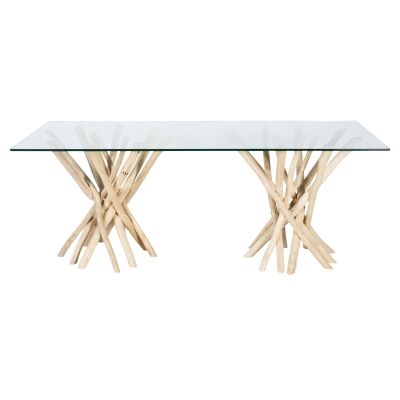 Semarang Glass & Teak Timber Dining Table, 200cm