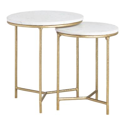Athens Marble & Metal 2 Piece Nested Table Set