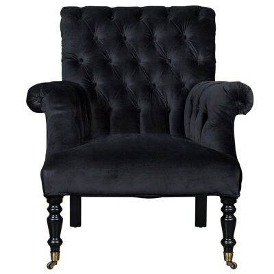 Hurley Tufted Fabric Armchair, Black Velvet