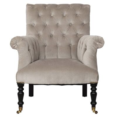 Hurley Tufted Fabric Armchair, Grey Velvet