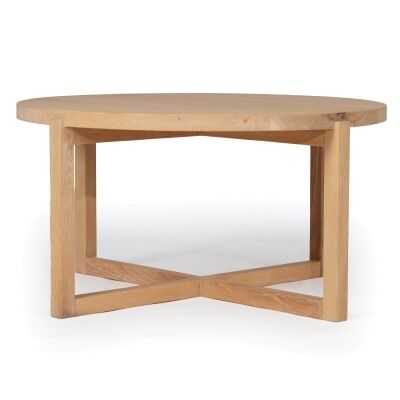 Collaroy American Oak Timber Round Coffee Table, 60cm, Natural