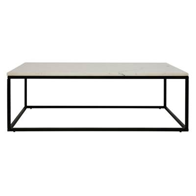 Jal Marble & Metal Coffee Table, 120cm, White / Black