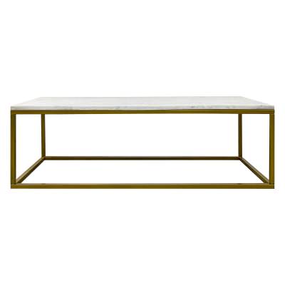 Jal Marble & Metal Coffee Table, 120cm, White / Gold