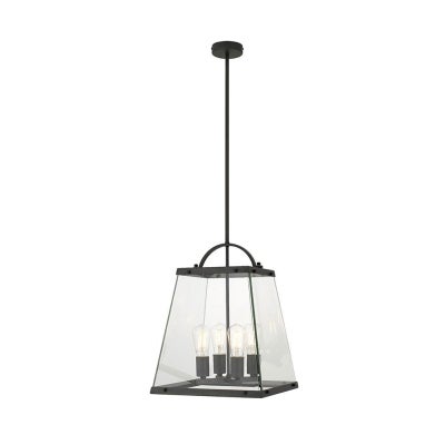 Colair Metal & Glass Industrial Pendant Light, Medim, Black