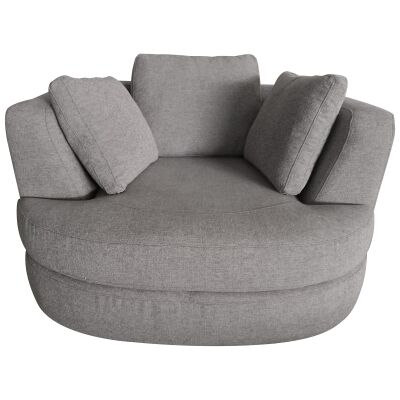 Denham Fabric Swivel Armchair, Grey