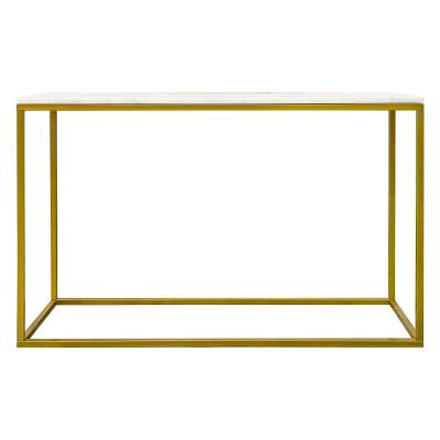 Jal Marble & Metal Console Table, 120cm, White / Gold