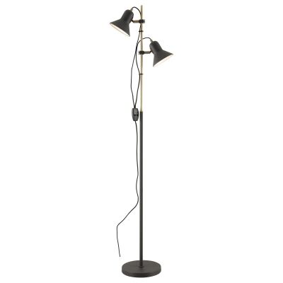 Corelli Metal Floor Lamp, Black / Antique Brass