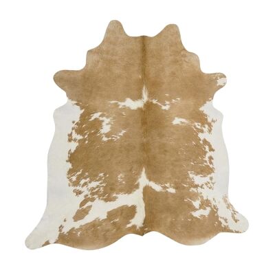 Exquisite Natural Cowhide Rug, 170x180cm, Beige/White
