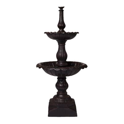 Lisbon Cast Iron Garden Fountain, 2 Tier, Black