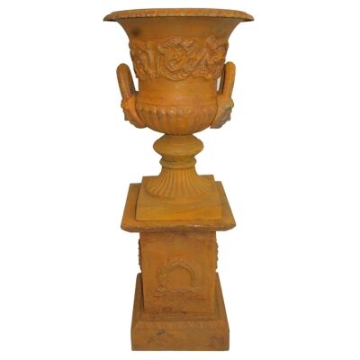 Dorchester Cast Iron Garden Urn & Pedestal Set, Small, Rust