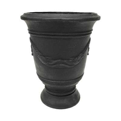 Madeline Cast Iron Garden Urn Pot, Small, Black