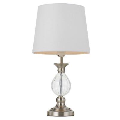 Crest Metal & Glass Base Table Lamp, Nickel