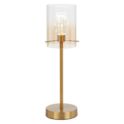 Crevil Iron & Glass LED Table Lamp, Antique Gold / Amber