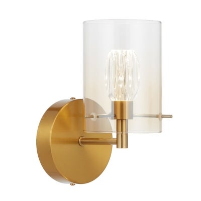 Crevil Iron & Glass LED Wall Light, Antique Gold / Amber