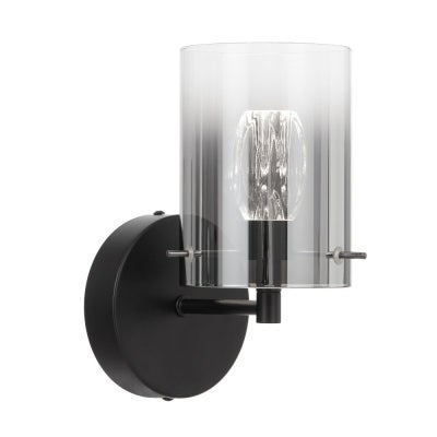 Crevil Iron & Glass LED Wall Light, Black / Smoke