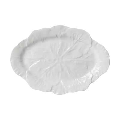 Terrana Cabbage Leaf Oval Platter, White