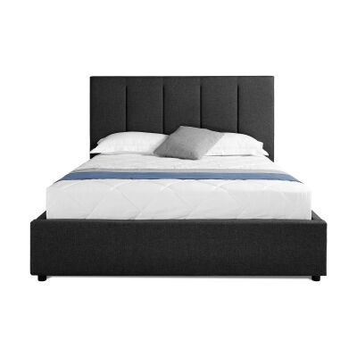 Crown Fabric Gas Lift Platform Bed, Queen, Charcoal