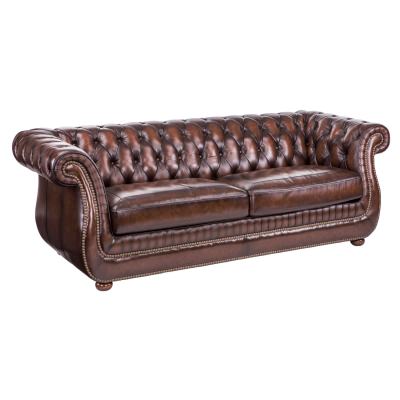 Brannock Full Top Grain Leather Chesterfield Sofa, 3 Seater, Vintage Brown