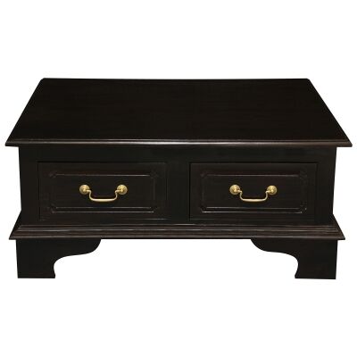 Tasmania Mahogany Timber 4 Drawer 90cm Coffee Table, Chocolate