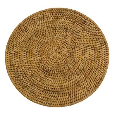 Coco Rattan Round Placemat, Small, Natural