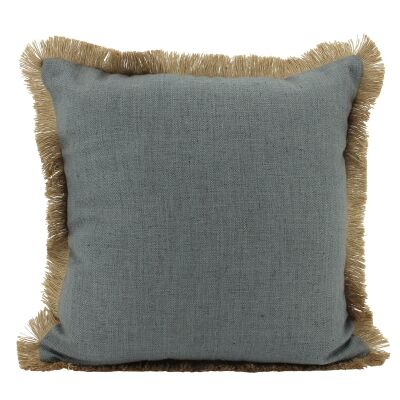 Farra Fringed Linen Scatter Cushion, Dark Grey