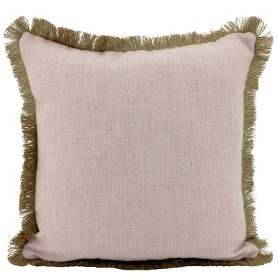 Farra Fringed Linen Scatter Cushion, Pink
