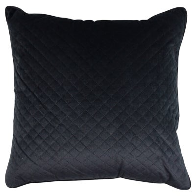 Adira Velvet Quilted Scatter Cushion, Noir