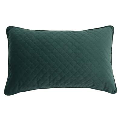 Adira Velvet Quilted Lumbar Cushion, Emerald