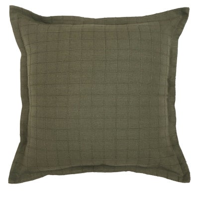 Brynleigh Cotton Rich Checked Scatter Cushion, Olive