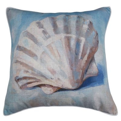 Ocean Delight Linen Scatter Cushion, Scallop Shell