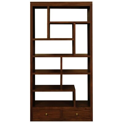 Pagama Solid Mahogany Timber Display Shelf / Room Divider with Drawers, Mahogany