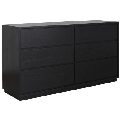 Elaris Wooden 6 Drawer Dresser, Black