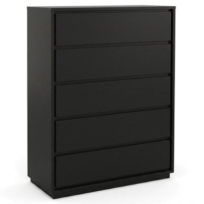 Elaris Wooden 5 Drawer Tallboy, Black