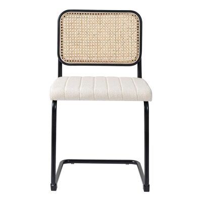 Cesca Commercial Grade Replica Metal Cantilever Dining Chair, Black / Cream