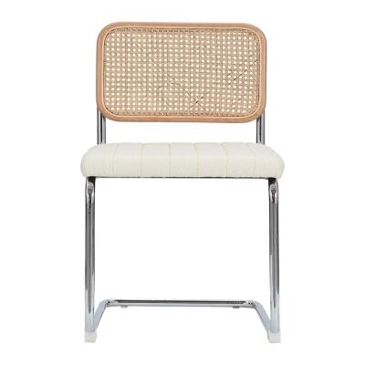 Cesca Commercial Grade Replica Metal Cantilever Dining Chair, Silver / Cream