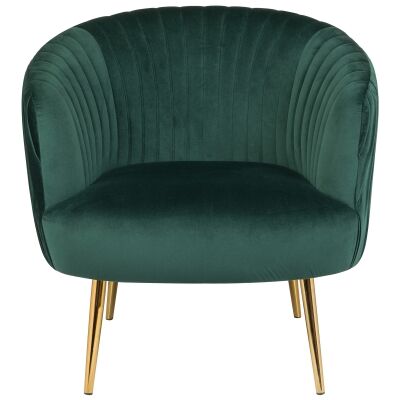 Crown Velvet Fabric Lounge Armchair, Emerald