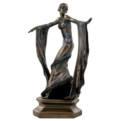 Cast Bronze Dancer Figurine, Dancing with Shawl III