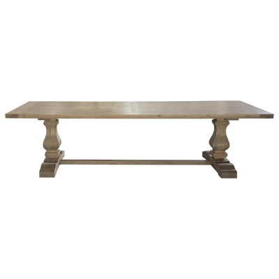 Rimini Oak Timber Trestle Dining Table, 300cm, Weathered Oak