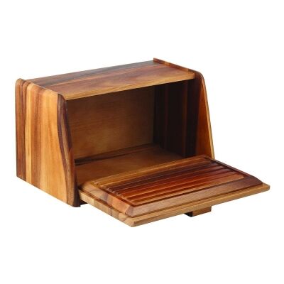 Davis & Waddell Acacia Timber Bread Box with Bread Board Lid
