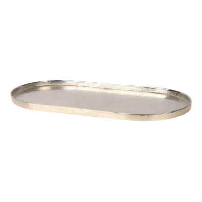 Flanders Metal Oval Tray, Large, Silver