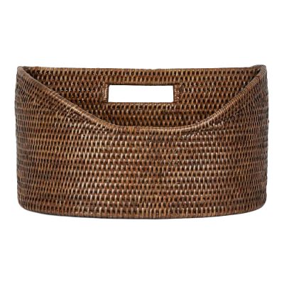 Paume Handcrafted Rattan Magazine Holder, Antique Brown