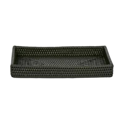 Paume Handcrafted Rattan Tidy Tray, Black