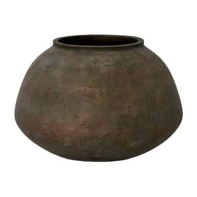 Landis Fiber Stone Squat Vase, Earth Brown