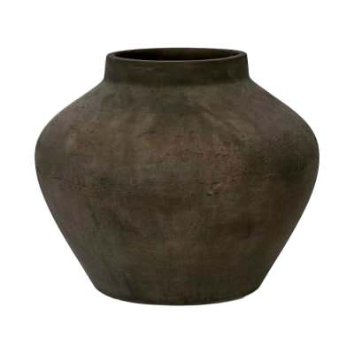Landis Fiber Stone Pot Vase, Medium, Earth Brown