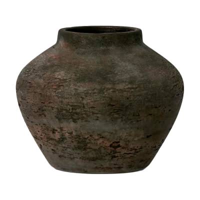 Landis Fiber Stone Pot Vase, Small, Earth Brown