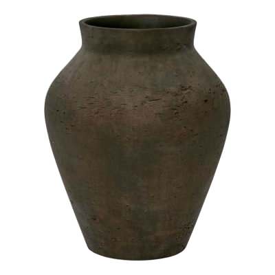 Landis Fiber Stone Pot Vase, Large, Earth Brown