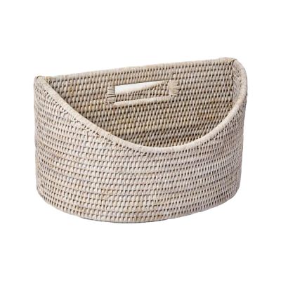 Paume Handcrafted Rattan Magazine Holder, White Wash