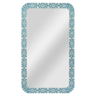 Adina Bone Inlay Frame Wall Mirror, 120cm, Aqua