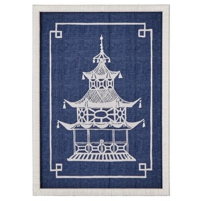 "Pagoda" Rattan Framed Canvas Wall Art Print, Type B, 70cm