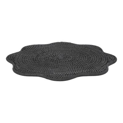 Paume Handcrafted Rattan Scallop Placemat, Black